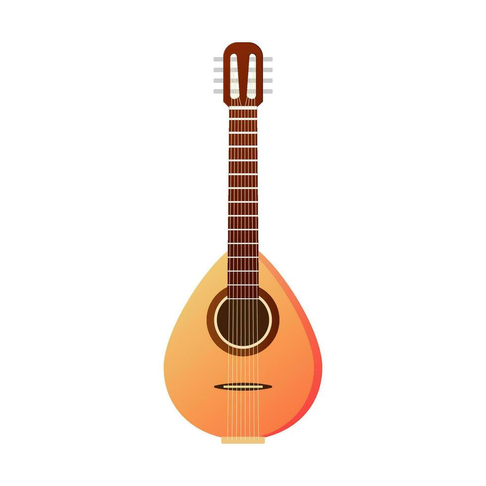 Flat illustration electric guitar. Acoustic guitar or ukulele. Isolated on white background. Vector illustration.