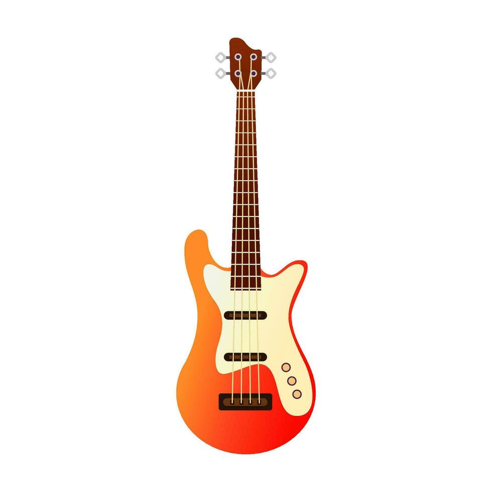 Flat illustration electric guitar. Acoustic guitar or ukulele. Isolated on white background. Vector illustration.