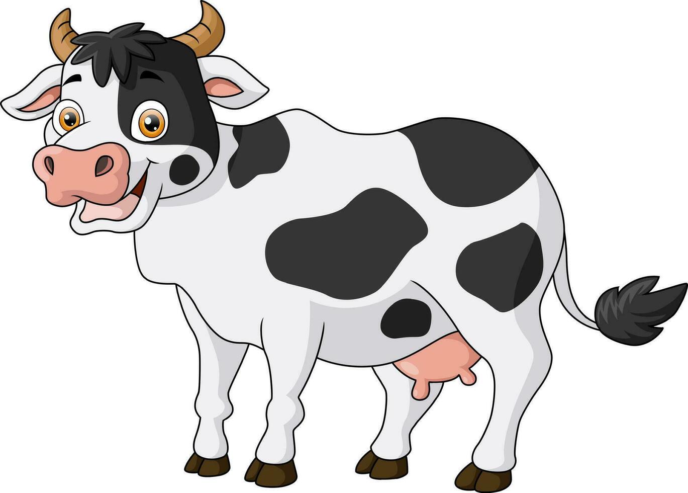 linda vaca dibujos animados en blanco antecedentes vector