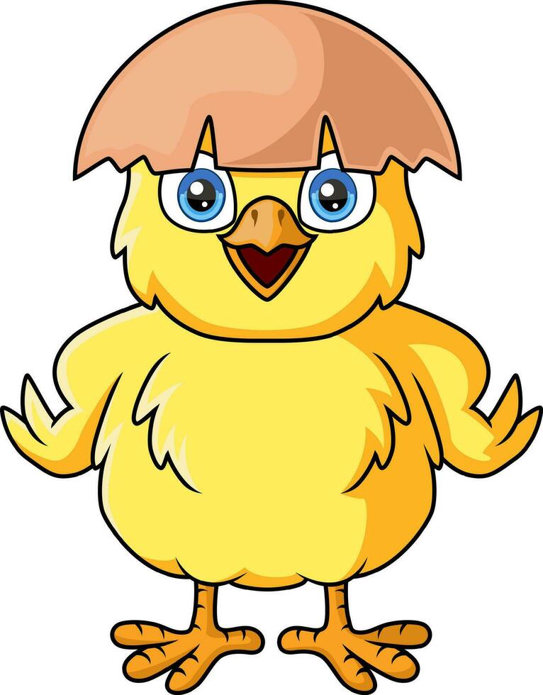 Cute little chick cartoon with cracked egg vector