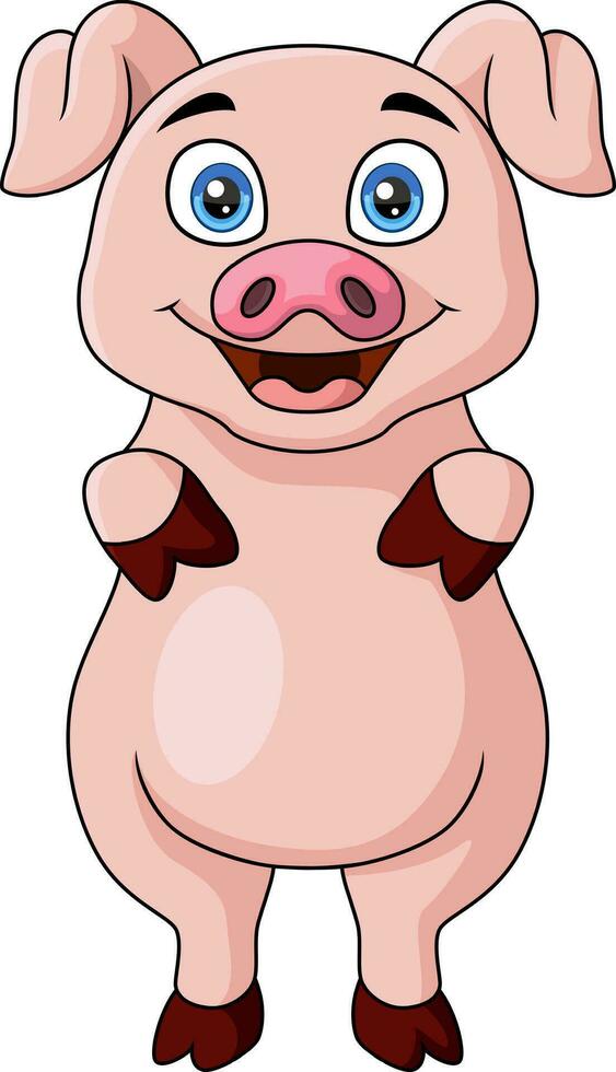 Cute little pig cartoon on white background vector