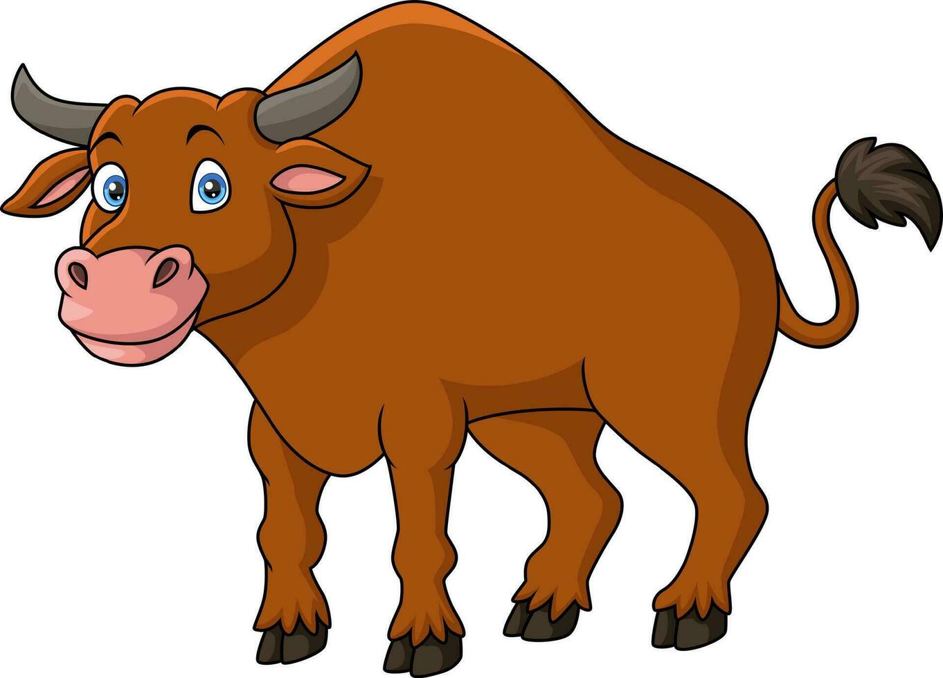 Cute buffalo cartoon on white background vector