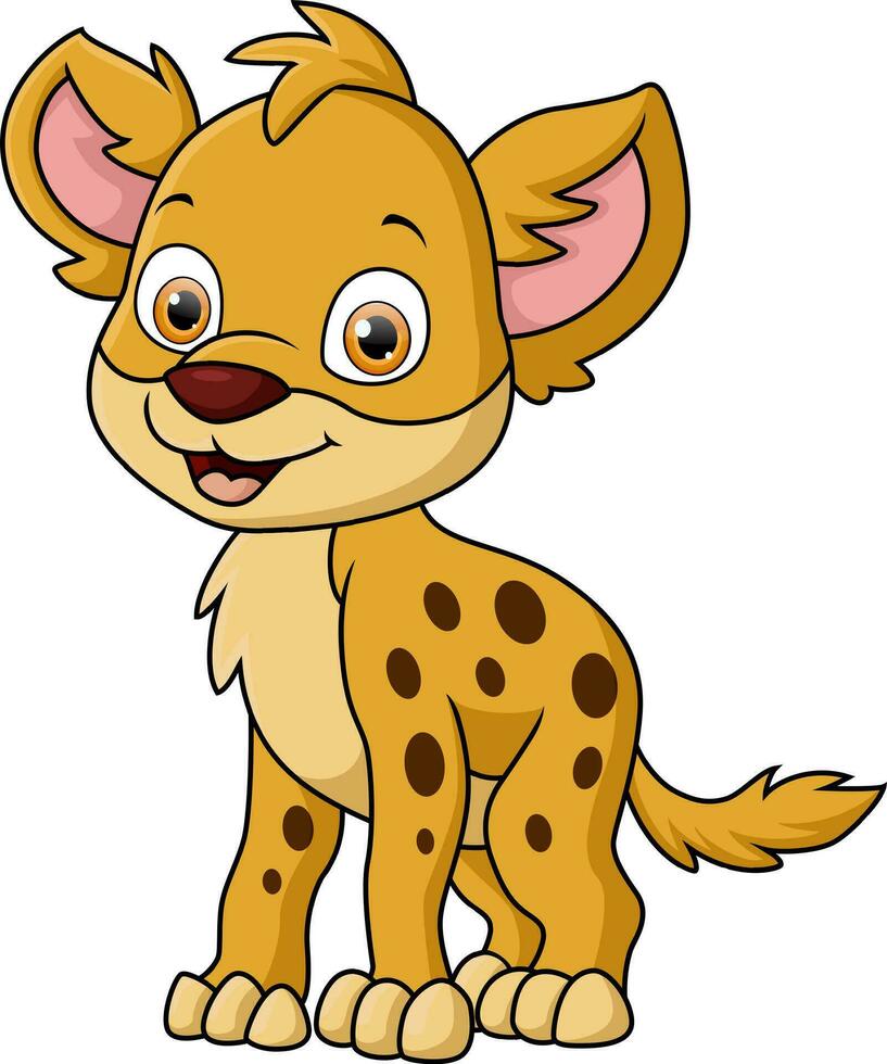 Cute hyena cartoon on white background vector