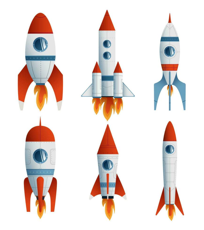 Set flat style rocket. Vector illustration