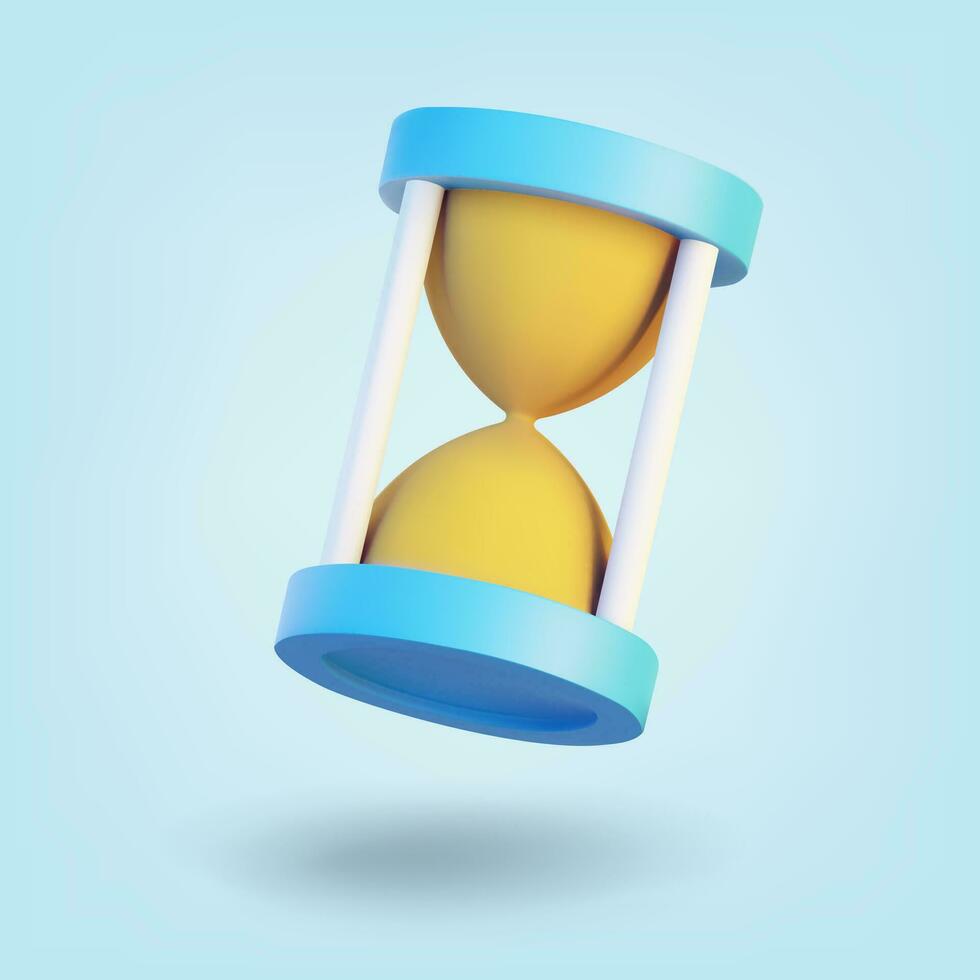 Hourglasses isolated on blue background. 3D Rendering. Vector illustration