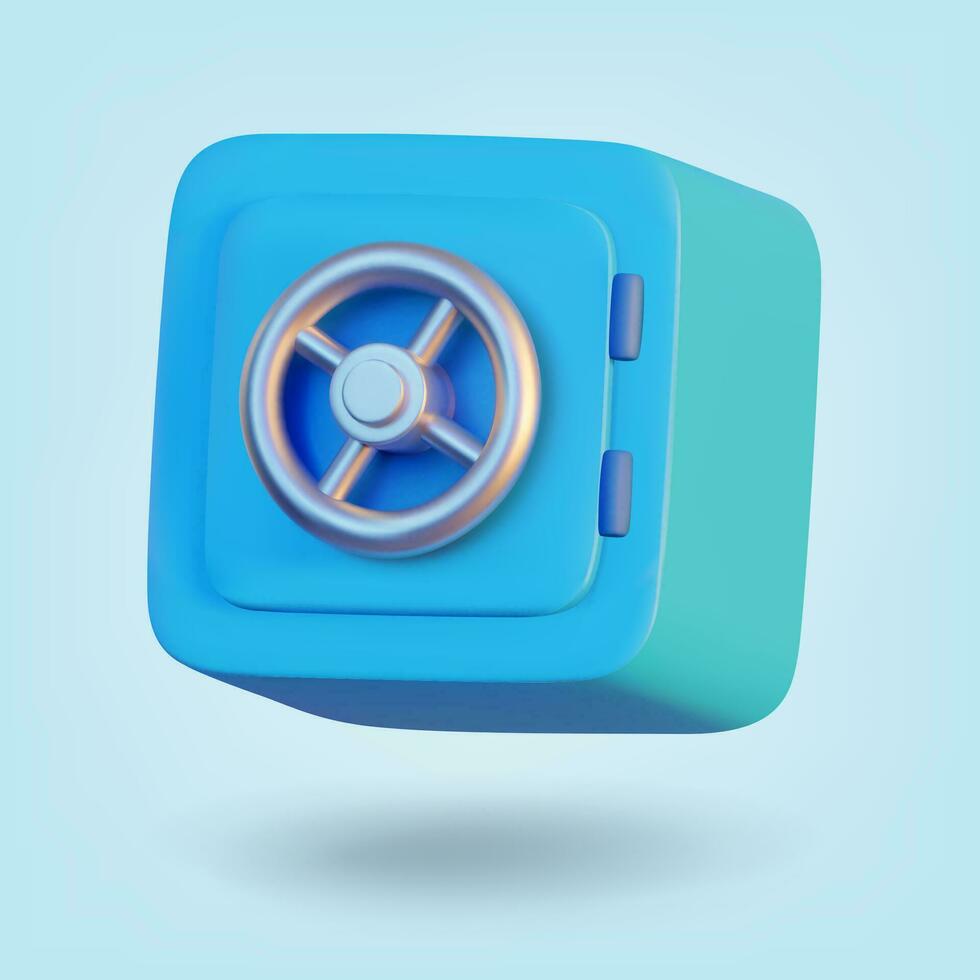 Safe isolated on blue background. 3D Rendering. Vector illustration