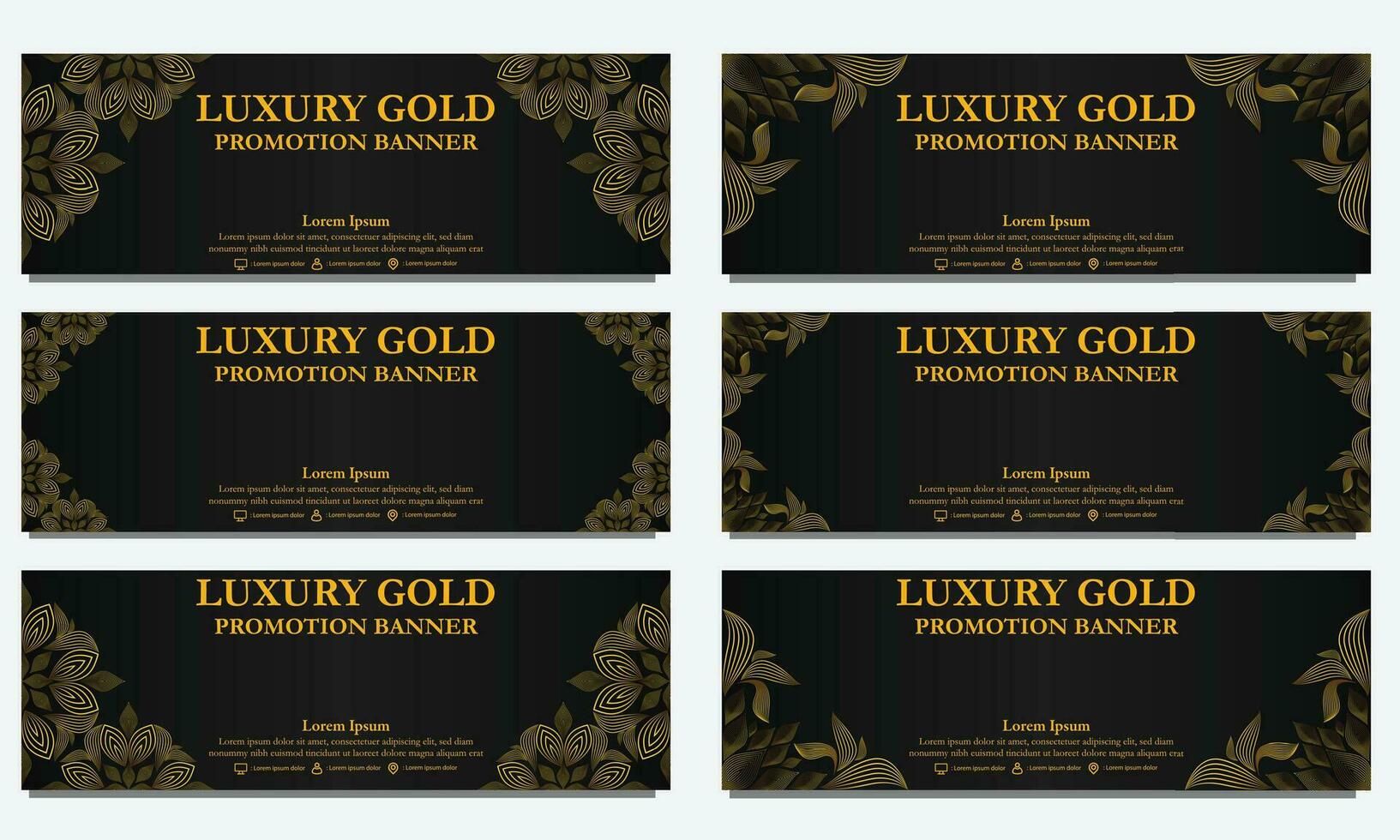 golden floral  horizontal banner template. Suitable for web banner, banner and internet ads vector