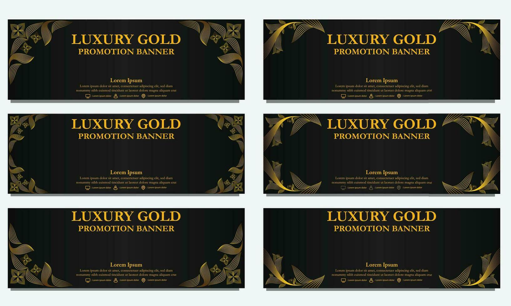 golden floral  horizontal banner template. Suitable for web banner, banner and internet ads vector