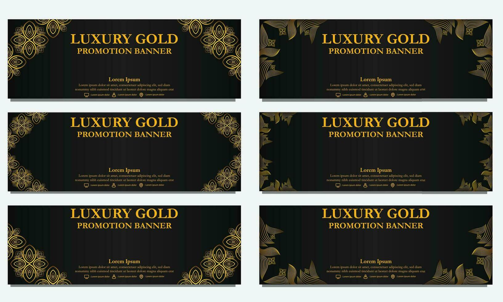 golden floral  horizontal banner template. Suitable for web banner, banner and internet ads vector