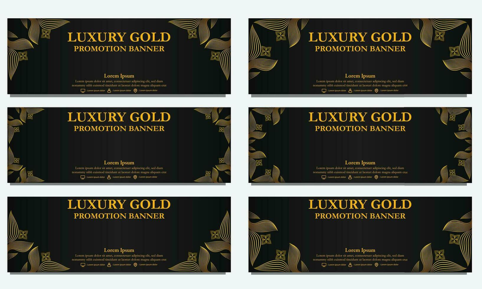 golden floral  horizontal banner template. Suitable for web banner, banner and internet ads vector