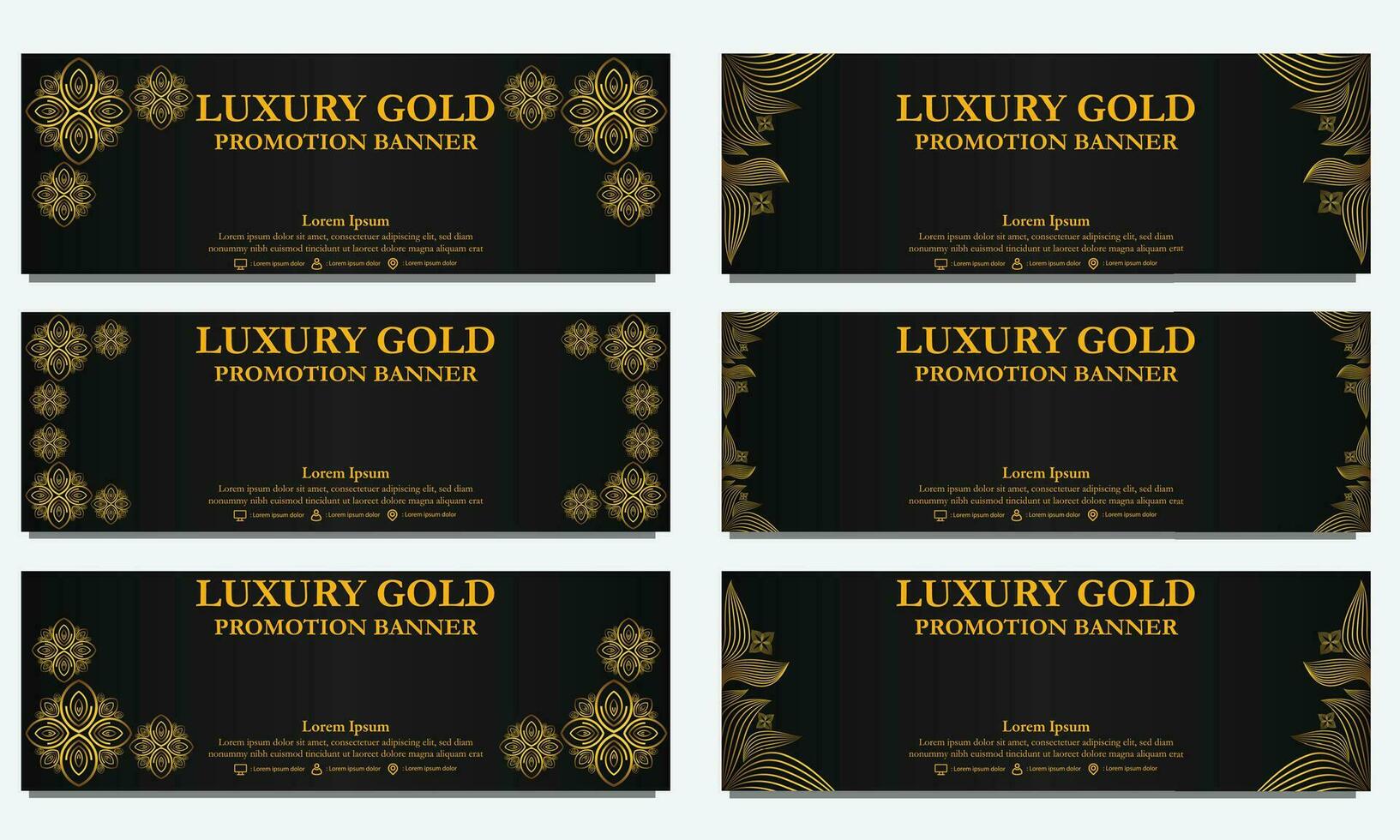 golden floral  horizontal banner template. Suitable for web banner, banner and internet ads vector