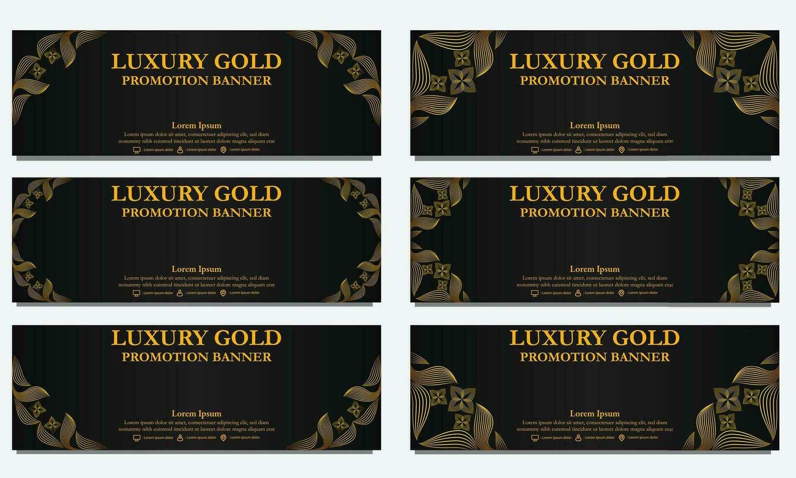 golden floral  horizontal banner template. Suitable for web banner, banner and internet ads vector