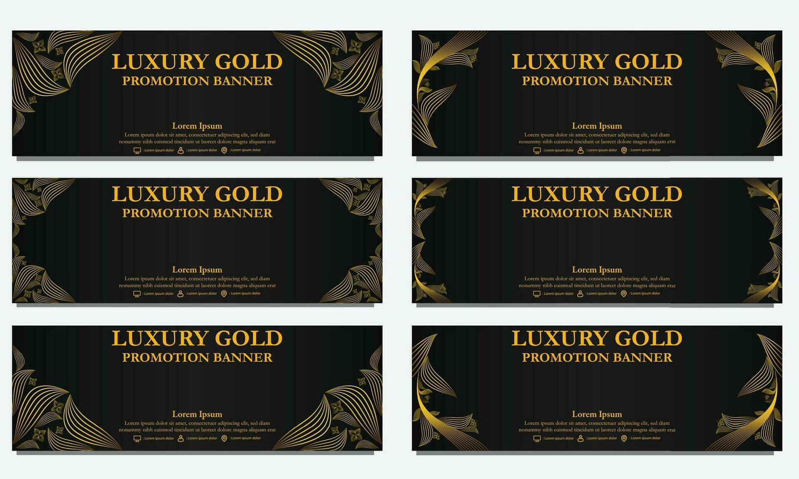 golden floral  horizontal banner template. Suitable for web banner, banner and internet ads vector