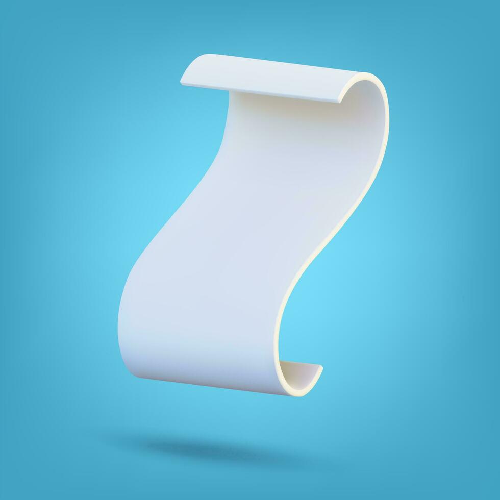 Paper ribbon rolls isolated on blue background. 3D Rendering. Vector illustration