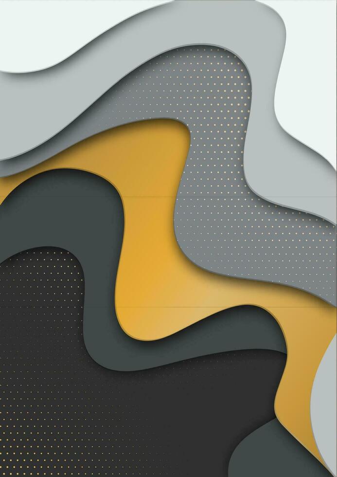 3d paper art illustration. Gold and grey halftone gradients. Landscape the top view, the top view on the river. Design layout for banners presentations, flyers, posters and invitations. Vector