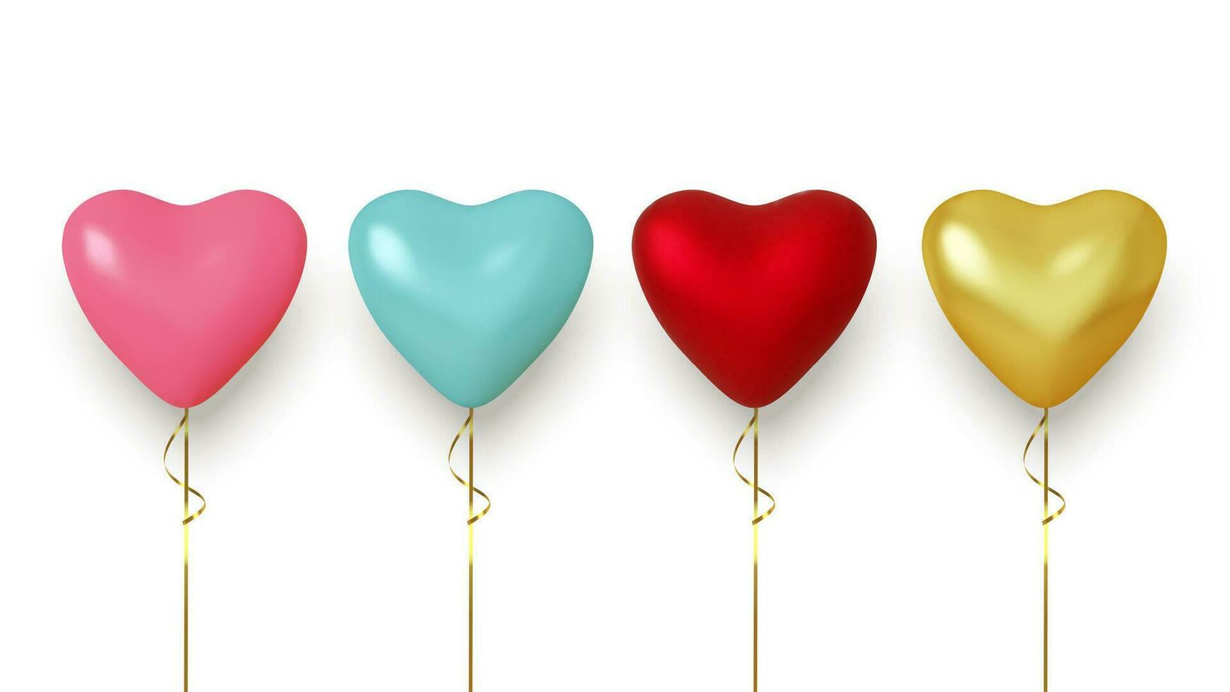 Set of colorful realistic balloon isolated on white background. Vector