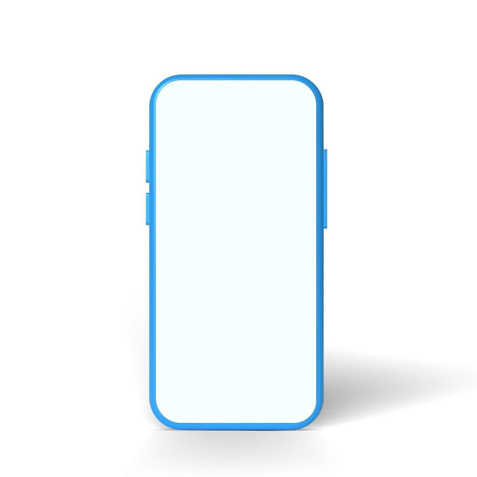 3d realista Bosquejo inteligente teléfono vacío pantalla frente ver aislado en blanco fondo, vector ilustración