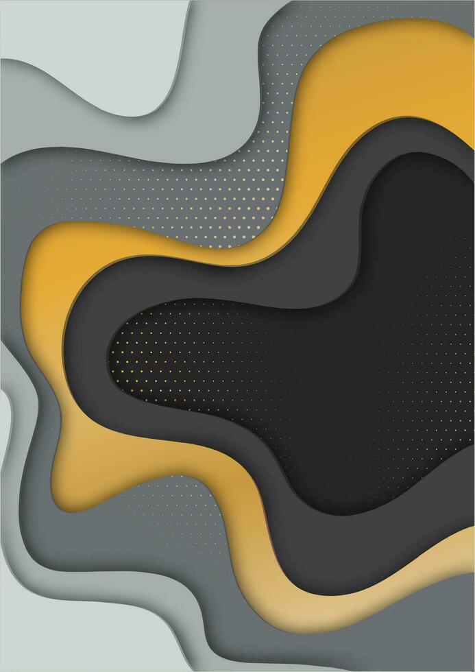 3d paper art illustration. Gold and grey halftone gradients. Landscape the top view, the top view on the river. Design layout for banners presentations, flyers, posters and invitations. Vector