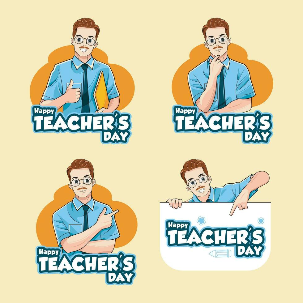 Mascot Collection of Teacher Characters. Vector Illustration