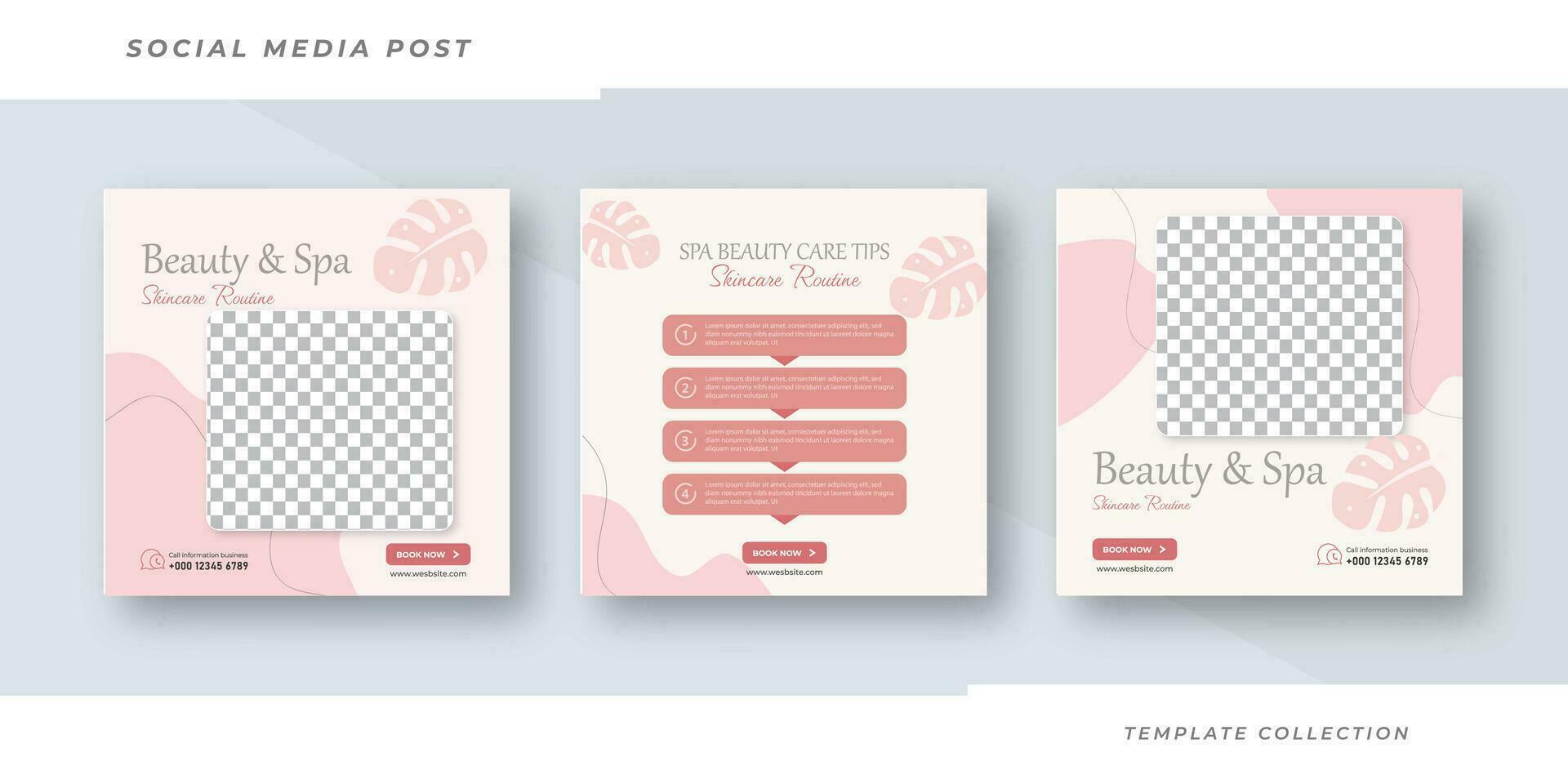 Beauty and spa skincare Makeup Social media post Banner Square Flyer Template Design vector