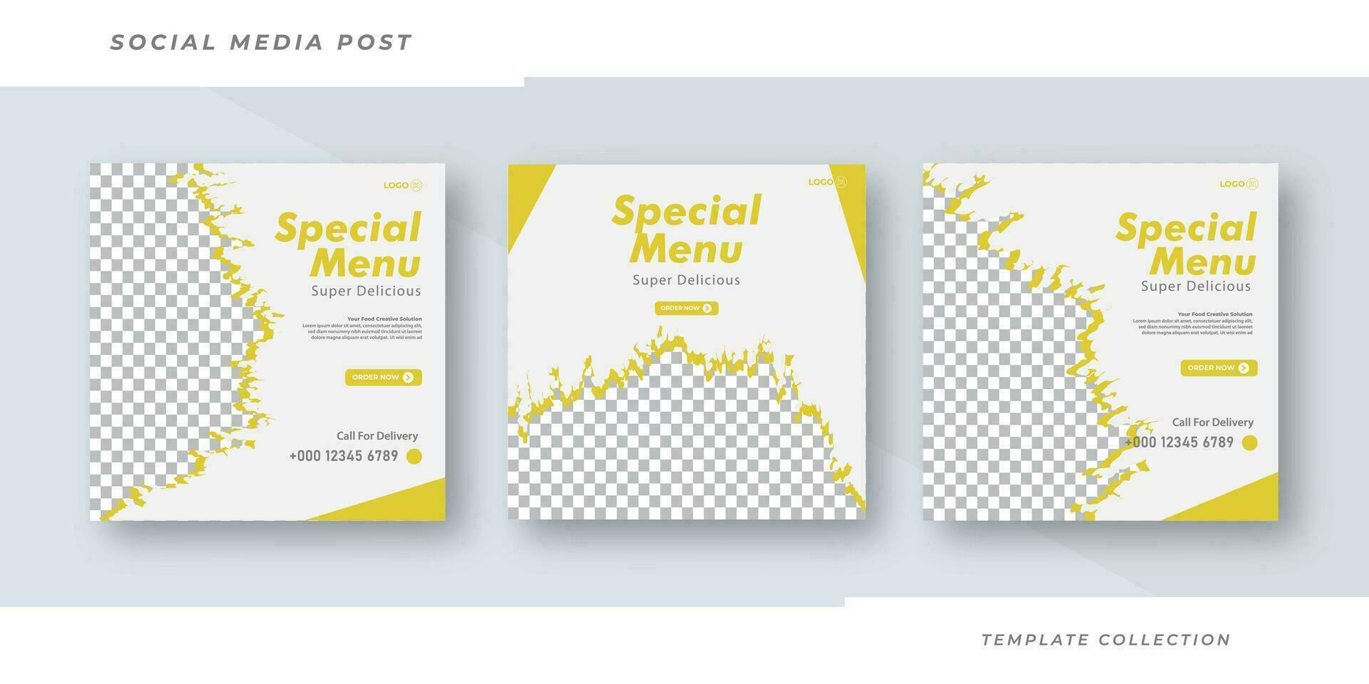 Special menu banner social media post template design. Suitable for Social Media Post Restaurant menu banner social media post. Pro Vectorr vector