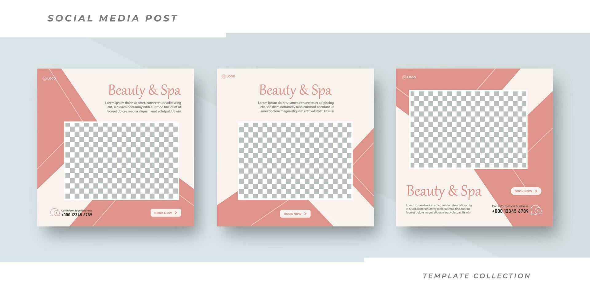 Beauty and spa skincare Makeup Social media post Banner Square Flyer Template Design Pro vector