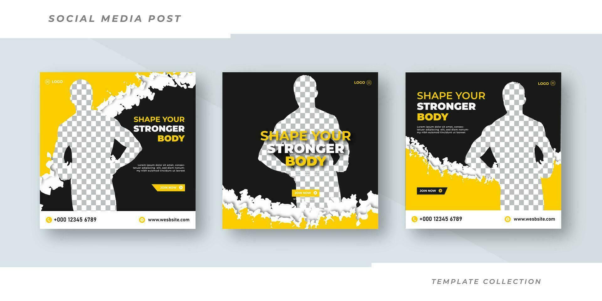 Fitness training gym banner template, gym, Workout, fitness and Sports social media post banner, fitness gym social media post banner design. Pro Vector