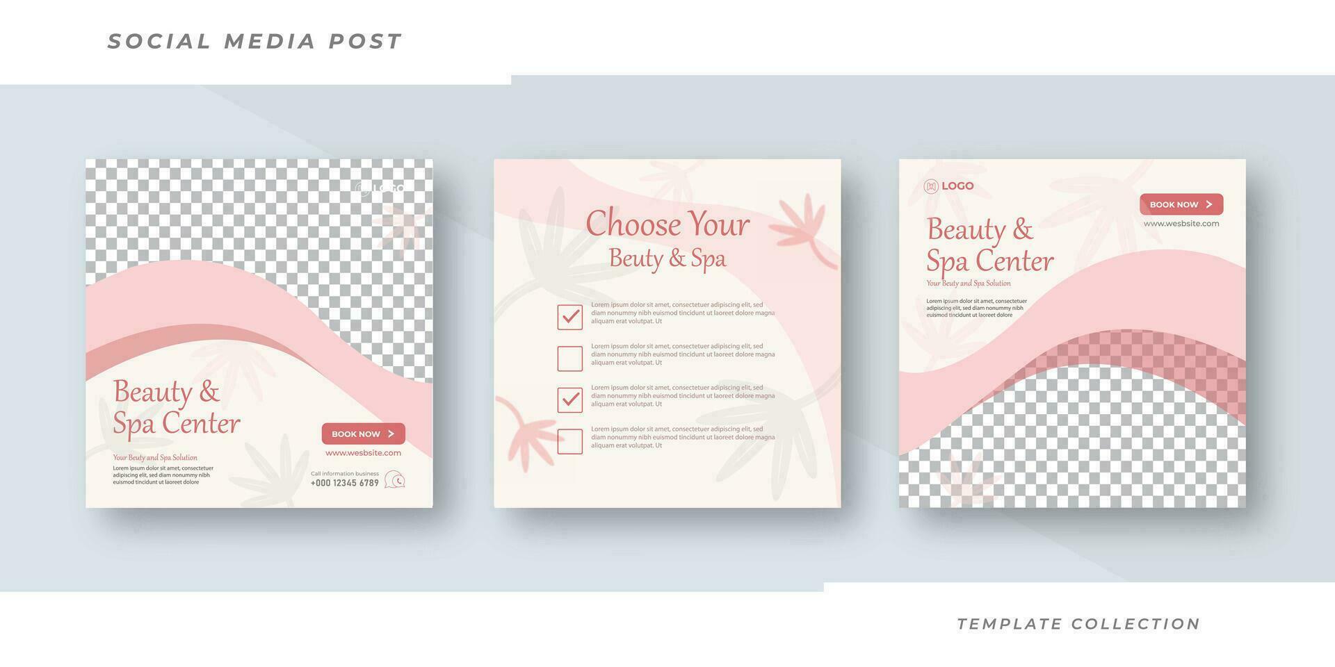 Beauty and spa skincare Makeup Salon square banner collection Square Flyer Template Design Pro Vector