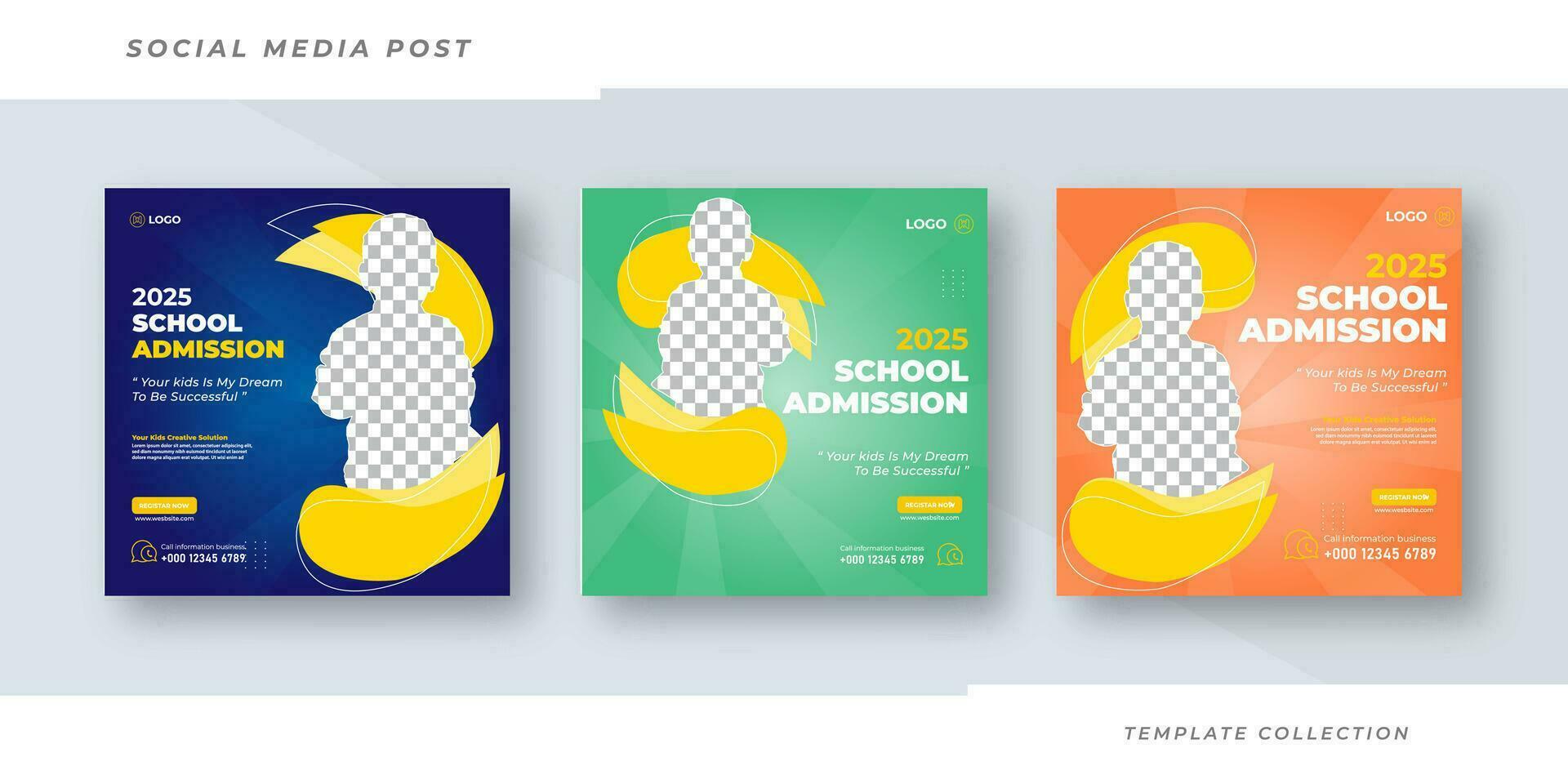 School admission social media post banner design.Back to school admission promotion template Pro Vector