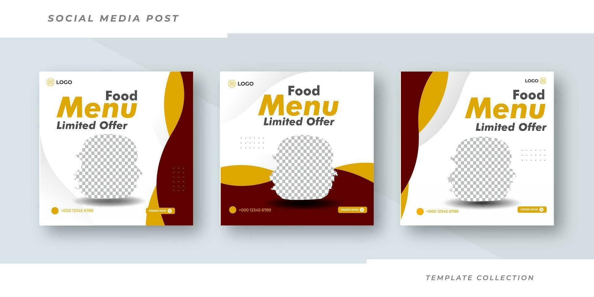 Food menu banner social media post template design. Suitable for Social Media Post Restaurant menu banner social media post. Pro Vector