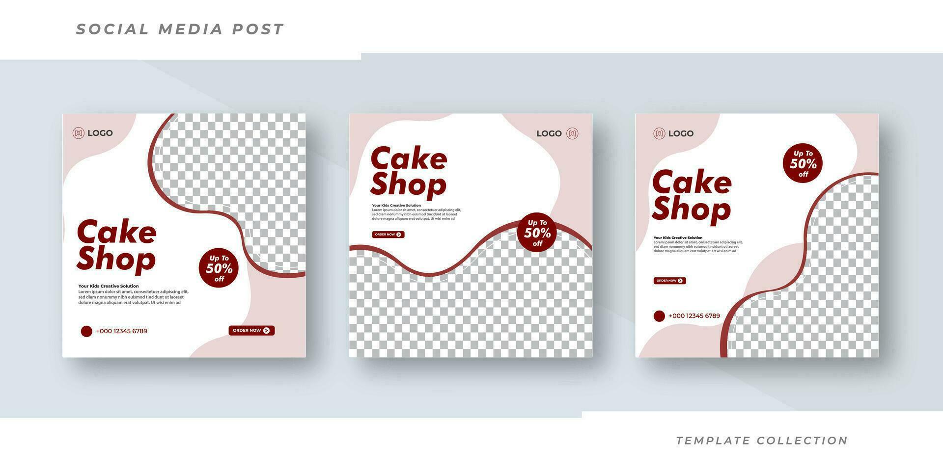 Cake shop menu banner social media post template design. Suitable for Social Media Post Restaurant menu banner social media post. Pro Vector