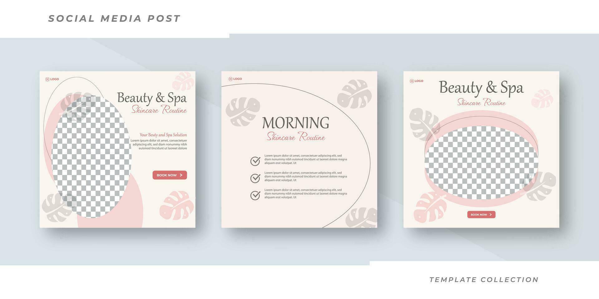 Beauty and spa skincare Makeup Salon square banner collection Square Flyer Template Design, Pro Vector