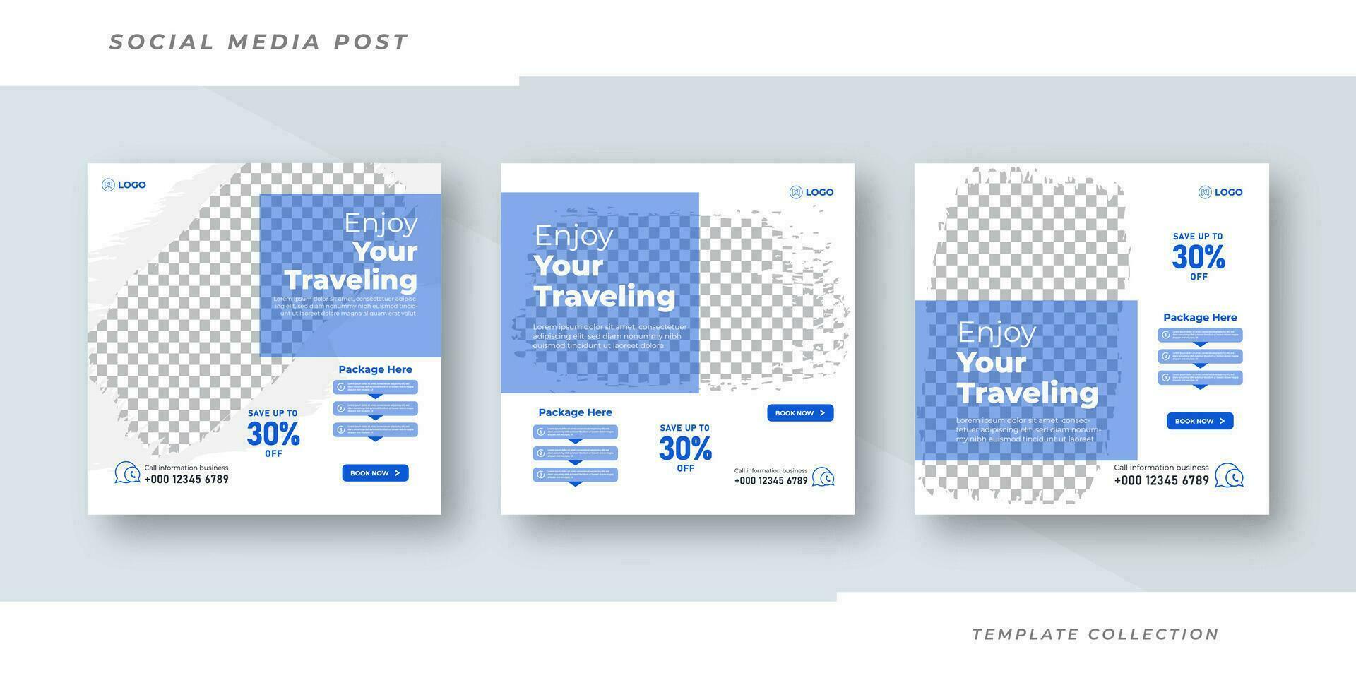 Enjoy Travel flyer or poster for traveling agency business offer promotion. Holiday and tour advertisement banner, Pro Vector