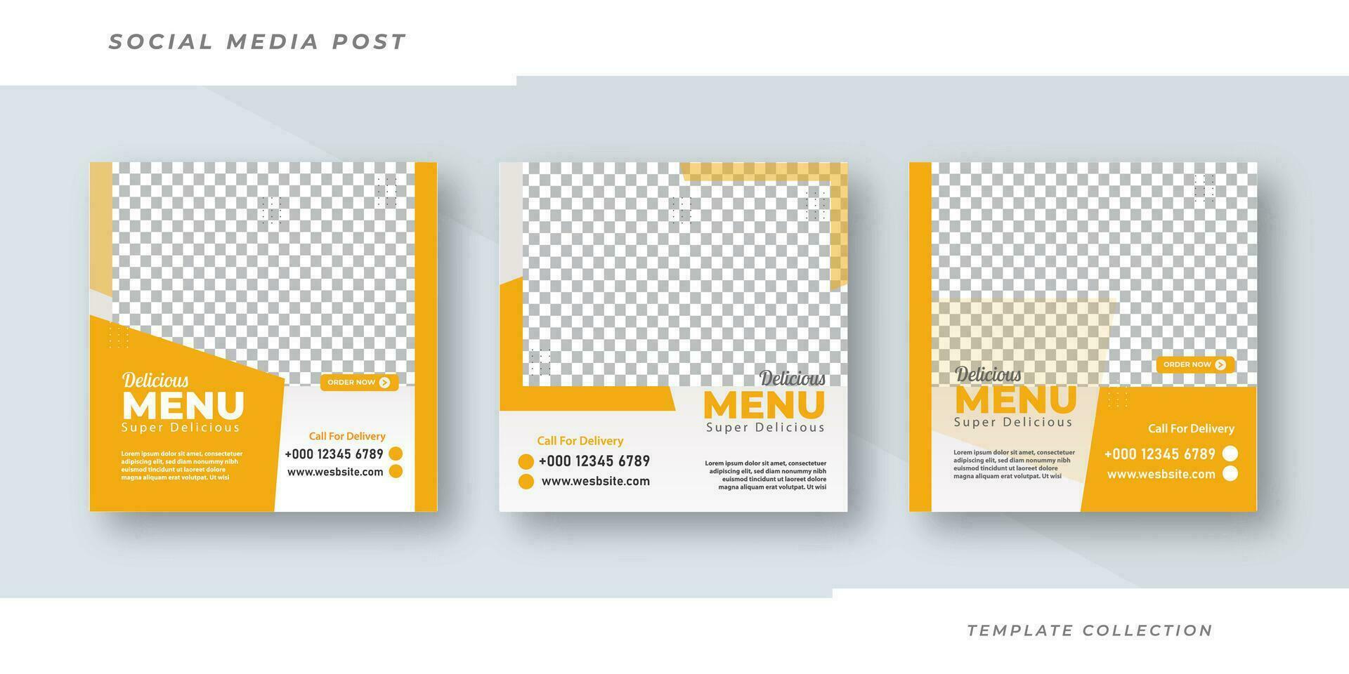 Delicious menu food and restaurant menu social media post and square web banner template Pro Vector