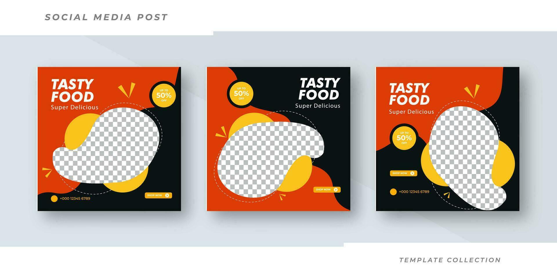 Tasty Food menu banner social media post template design. Suitable for Social Media Post Restaurant menu banner social media post. Pro Vector