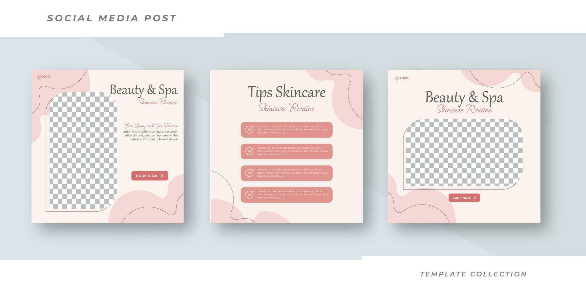 Beauty and spa skincare Makeup Social media post Banner Square Flyer Template Design Pro vector