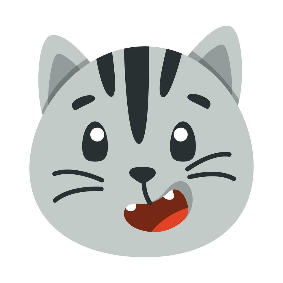 cute animal gray cat icon, flat illustration for your design flat style vector