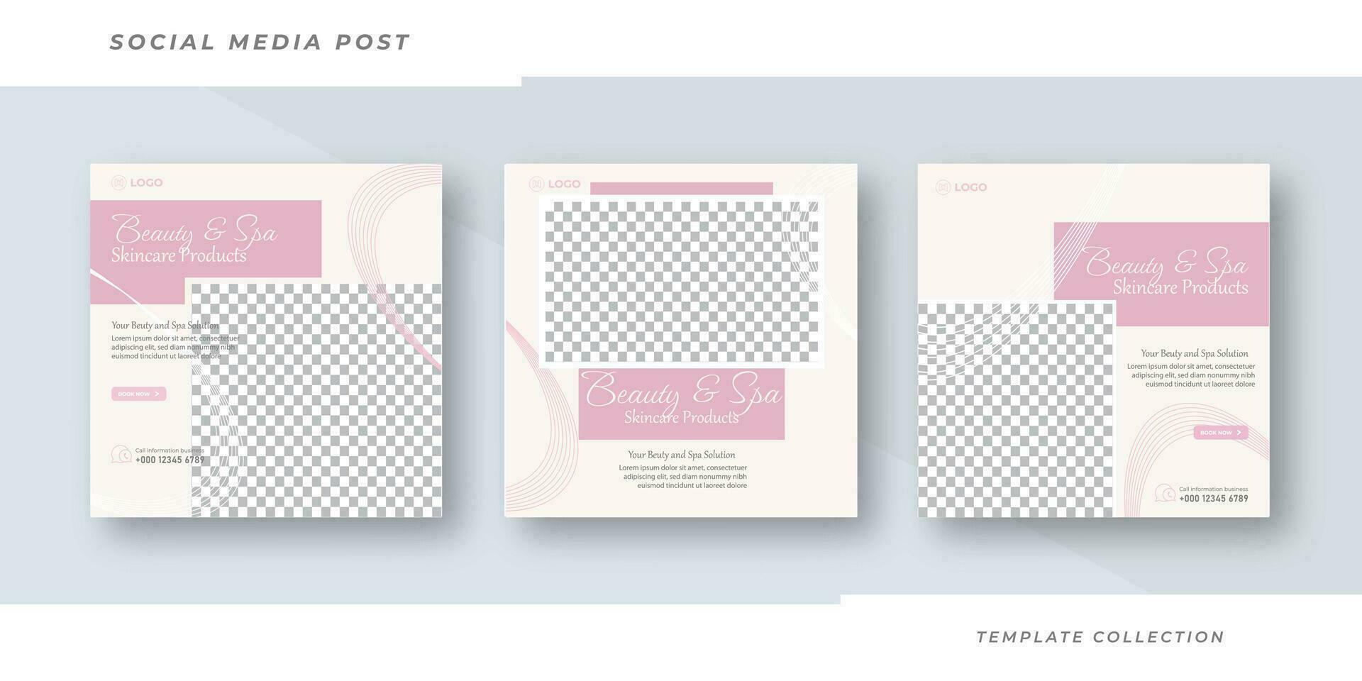 Beauty and spa skincare Makeup Salon square banner collection Square Flyer Template Design Pro Vector