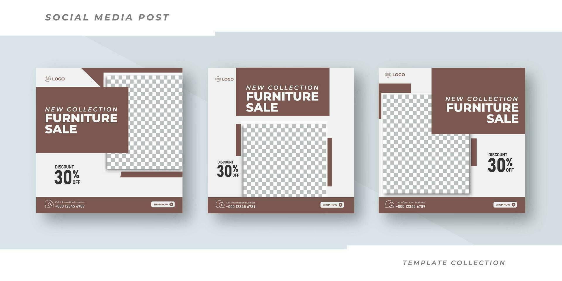 Minimalist modern furniture for sale social media post template design Pro vector