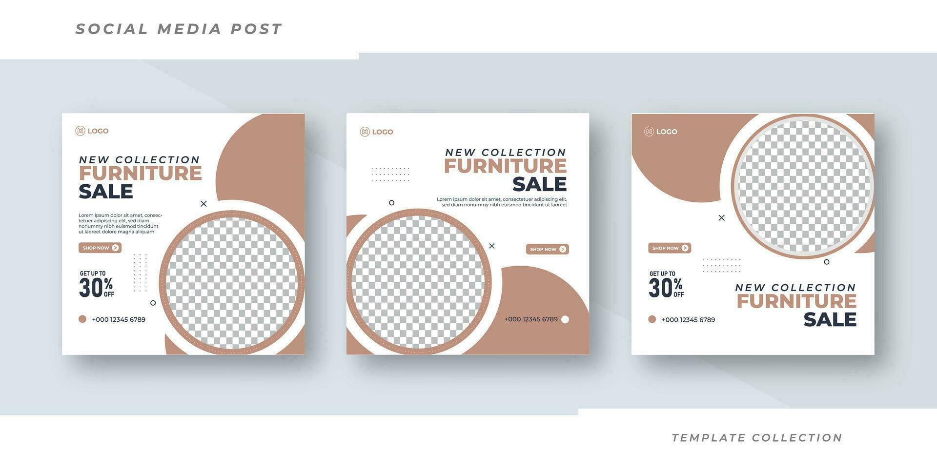 Minimalist modern furniture for sale social media post template design Pro Vector