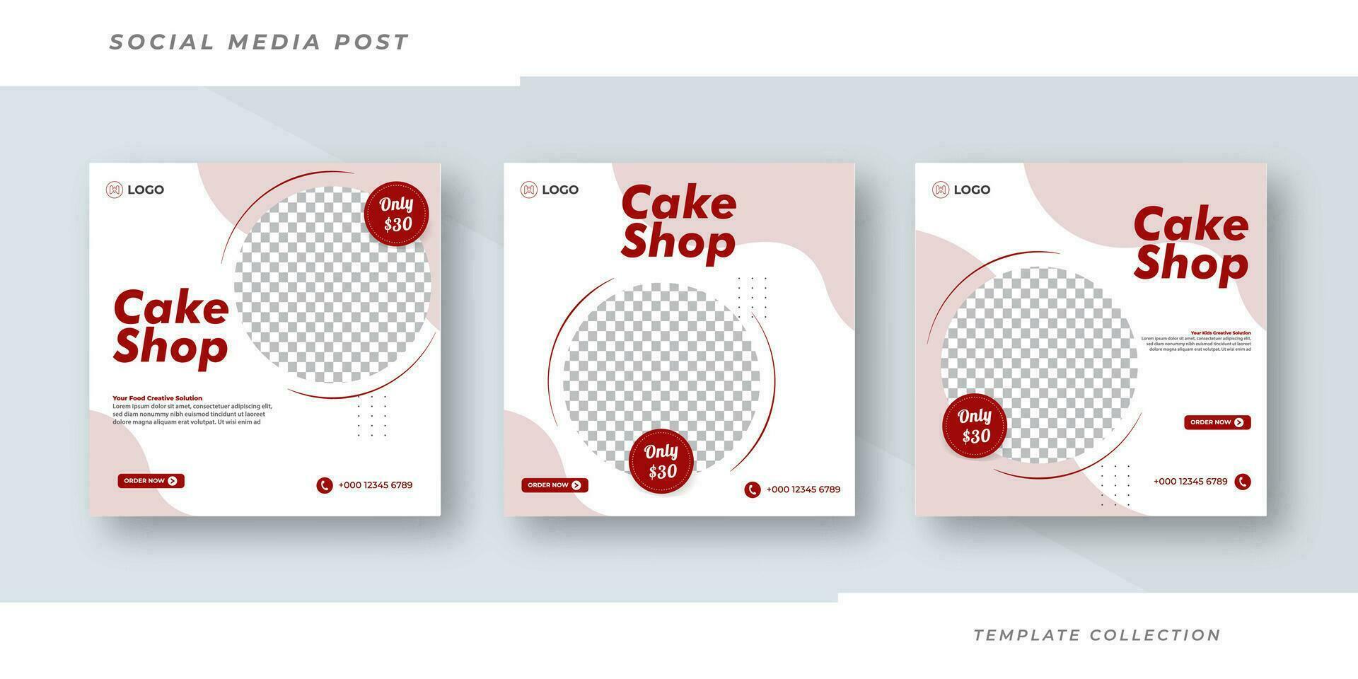 Cake shop menu banner social media post template design. Suitable for Social Media Post Restaurant menu banner social media post. Pro vectopr vector