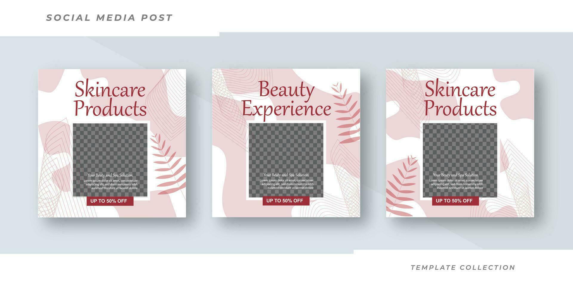 Beauty and spa skincare Makeup Salon square banner collection Square Flyer Template Design vector