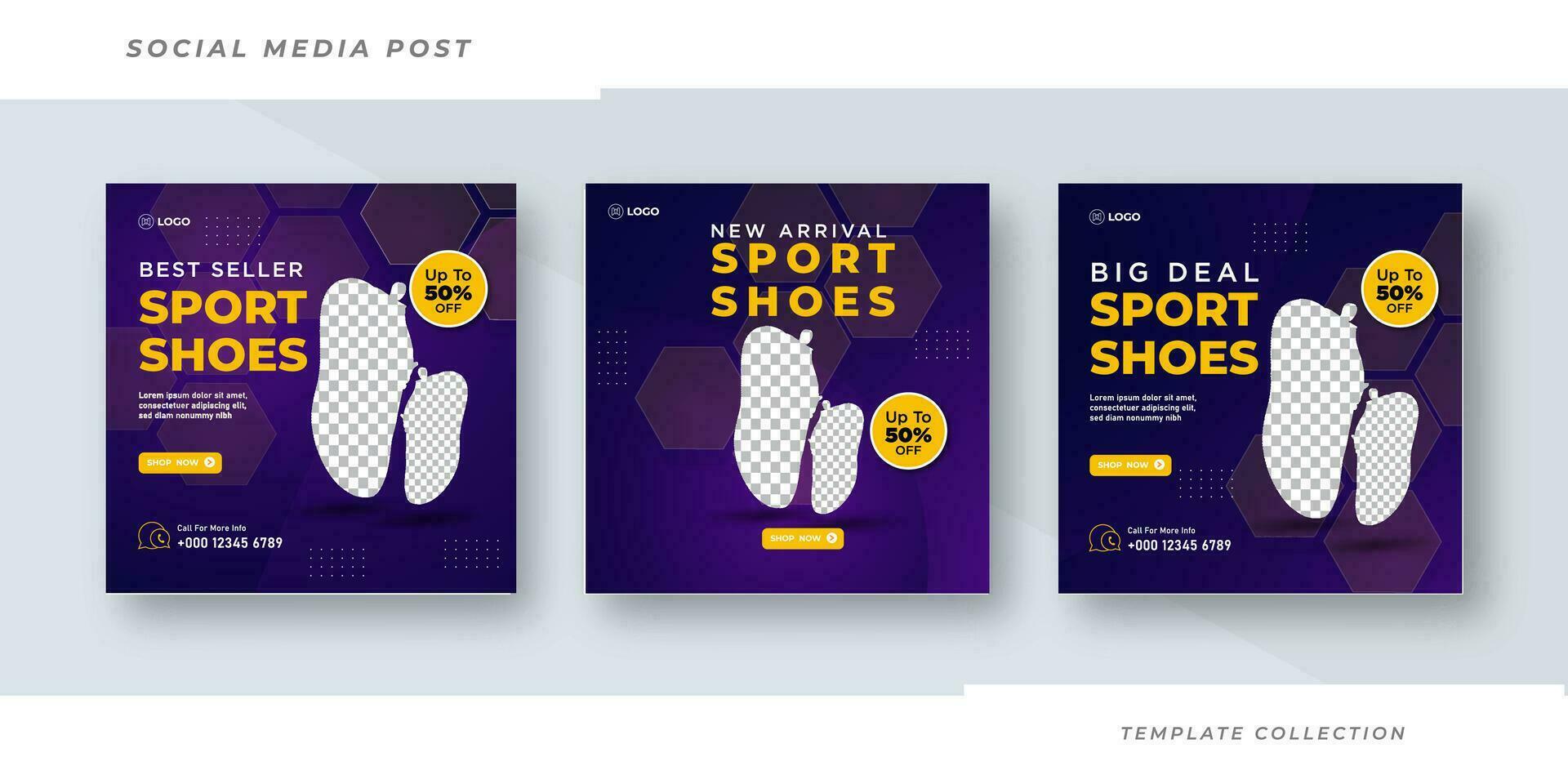 New arrival Sport shoes fashion shoes sale  brand product Social media banner post template Pro vector