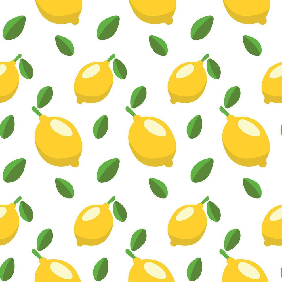 lemon pattern on a transparent background in the style of flat vector graphics, lemon and green leaves