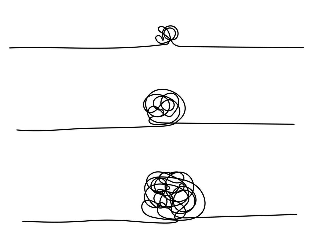 Complex line. Difficult way. Dirty ball concept. Idea upload process. Difficult and simple simple way from start to finish. vector