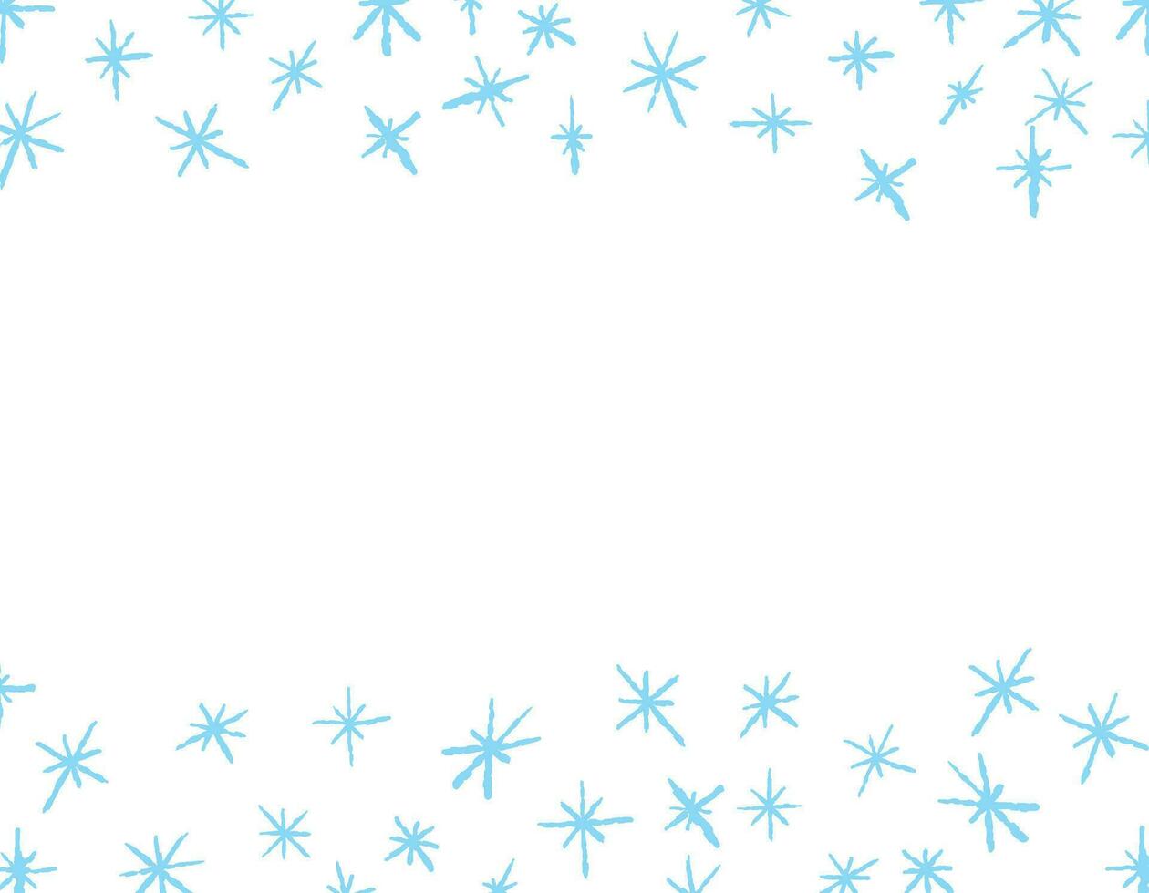 Snowflake background, frame for text. Vector graphics drawn with a brush. Doodle illustration