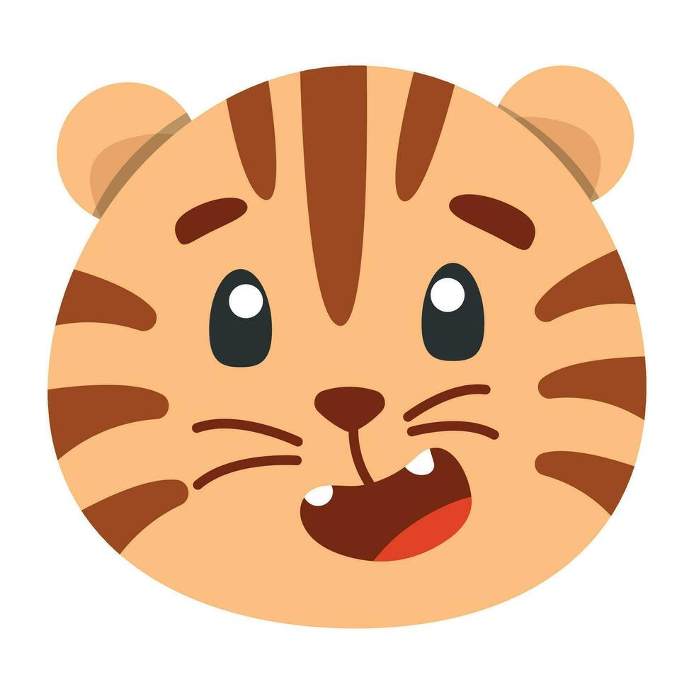 cute animal tiger icon, flat illustration for your design flat style vector