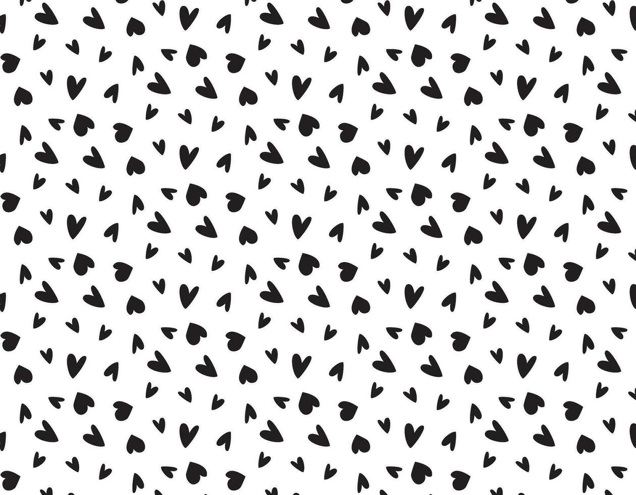 Abstract print of black hearts on transparent background, seamless pattern, vector. Valentine's Day. Star sky. vector