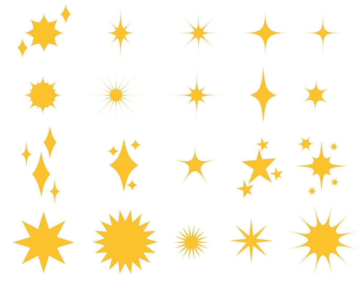 Big set of futuristic shiny stars. Star figures set. Abstract sign vector design with glitter effect. Templates for design, posters, projects, banners, logos and business cards.