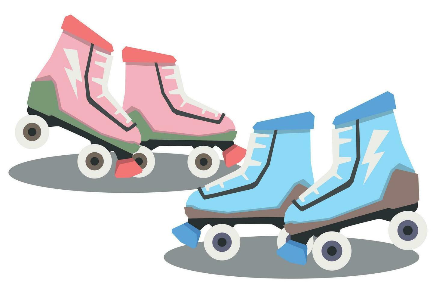 Vector roller skates for a boy and a girl, vector graphics, on a white background, simple style